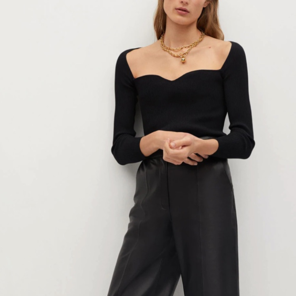 MANGO sweetheart neck sweater